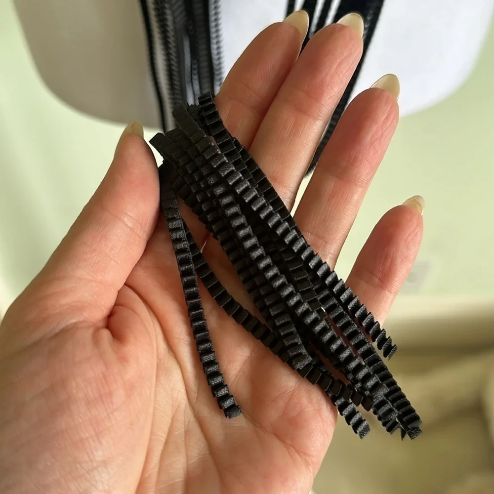 Black Crinkle Material Long Adjustable Necklace